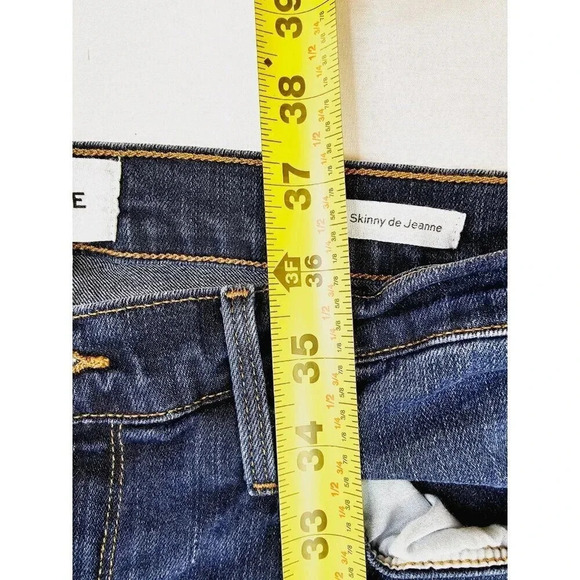 Frame Size 28X29 Women's Le Skinny De Jeanne Blue Denim Embroidered Logo Jeans - Picture 12 of 13